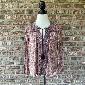 Lucky Brand Floral Boho Pheasant Top Sz S